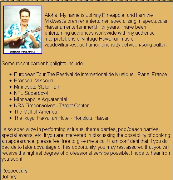 johnny pineapple hawaiian tropical live musician biography johnny pineapple hawaiian tropical live musician biography