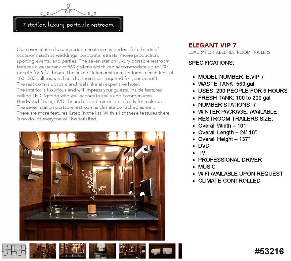 luxury portable 7 stall vip restroom trailer california