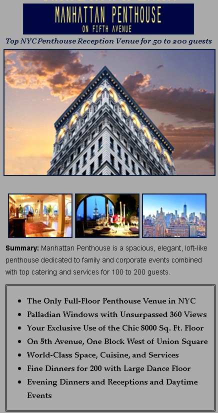 unique hall manhattan venue penthouse rentals
